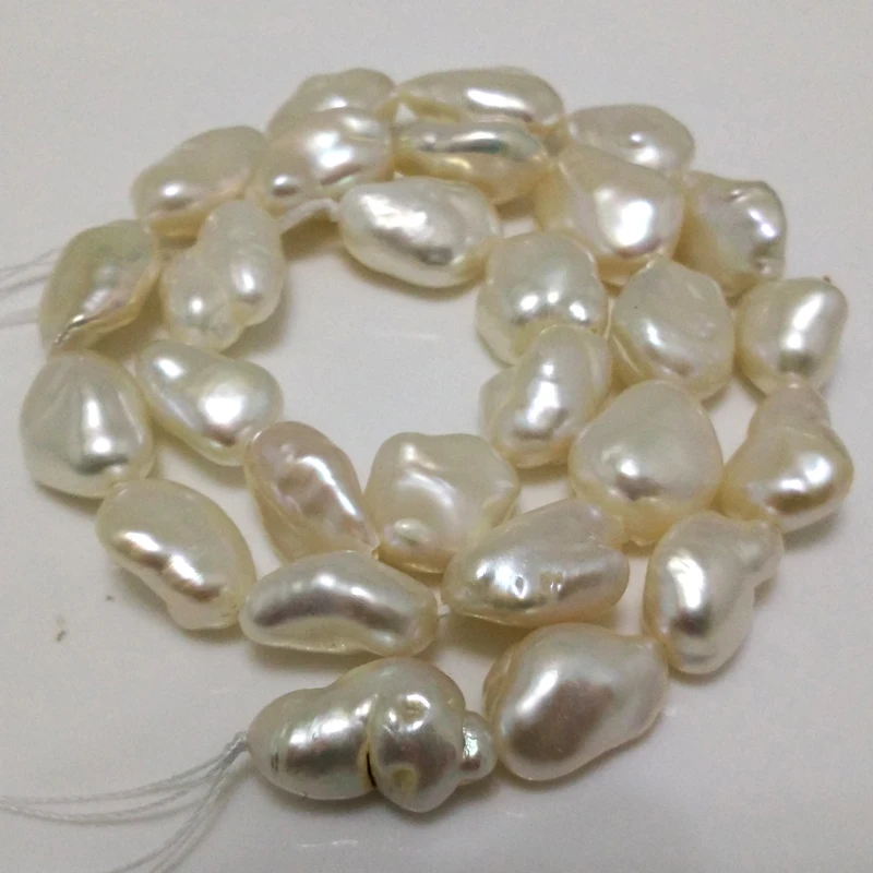

16 inches 12-17mm Nugget Shape Natural White Baroque Keshi Pearl Loose Strand