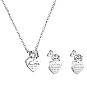 

Mini Heart To Heart Jewelry Set Women Zircon Necklace Stud Earrings Tiff Design Jewelry Sets High Quality Jewelry Sets Gifts