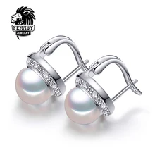 FENASY joyería de perlas naturales pendientes de perlas de agua dulce pendientes de perlas para las mujeres 925 de plata de ley, nueva moda Del Perno Prisionero