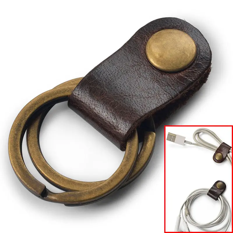 Leather Headphone Earphone Earbud Cable Tie Cord Wrap Winder Organizer