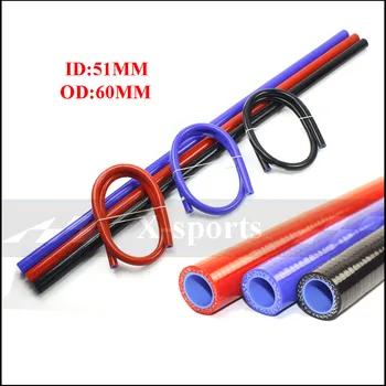 

I.D 51mm OD 60MM Car Silicone Hose High Quality Radiator Intercooler Universal Braided Tube 1 Meter Free Shipping Red Blue Black