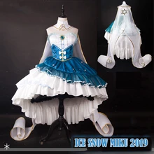 [Распродажа] Аниме Vocaloid V Hatsune Miku ICE SNOW Miku платье принцессы для косплея костюм для женщин Хэллоуин