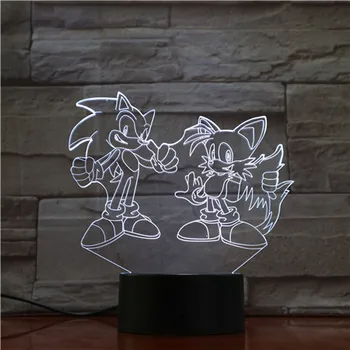 

Sonic Action Figure 3D Table Lamp LED Changing Anime The Hedgehog Sonic Miles Model Toy Lighting Home Decor Christmas Gifts