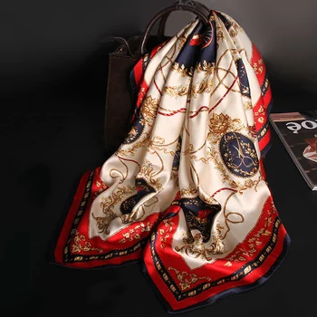 

90*90cm Square Silk Scarf Bandana Scarf and Wrap 100% Pure Silk Scarves Women Luxury Brand Headband Hijabs Printed Silk Scarf