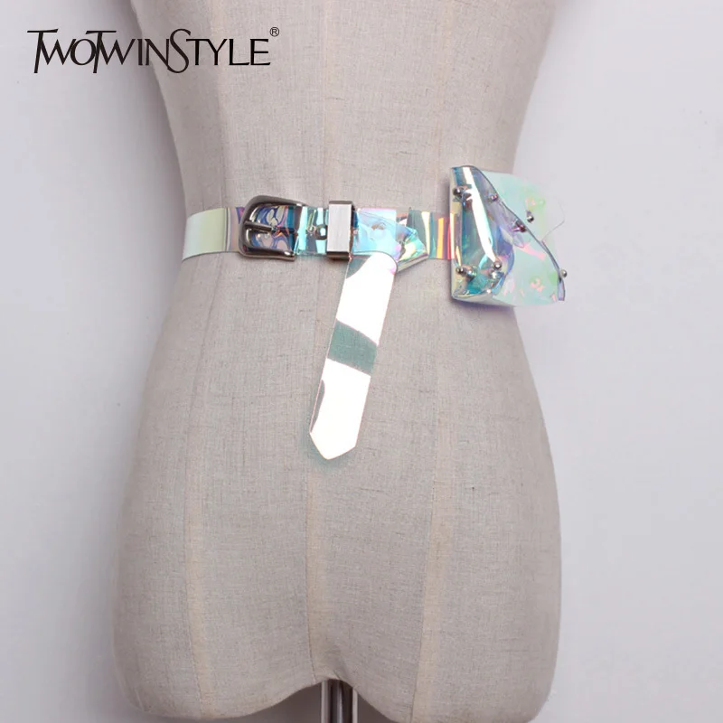 

TWOTWINSTYLE 2019 New Mini Bag Colorful Transparent Belts for Women Small Bags PVC Waistbelt Summer Fashion Clothes Accessories