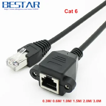 

RJ45 8P8C Cat 6 Cat6 Male to Female Lan Ethernet Network Extension Cable 0.3m 0.6m 1m 1.5m 2m 3m with screws Panel Mount Holes
