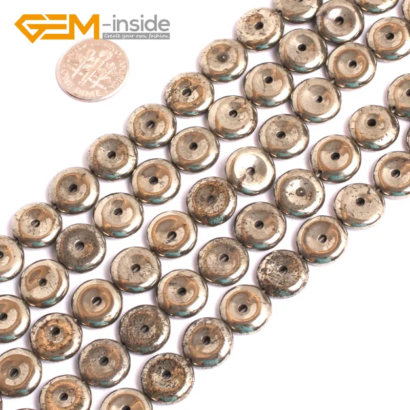 

Natural Silver Grey Pyrite Gem stone Donut Ring Beads For Jewelry Making 15" Strand Gem-inside 12mm 14mm 16mm 18mm 20mm