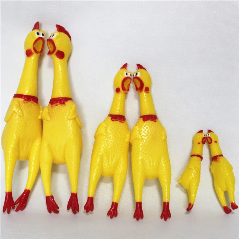 

Funny Dog Gadgets Novelty Yellow Rubber Chicken Pet Dog Toy Novelty Squawking Screaming Shrilling Chicken for Cat Pet Toys