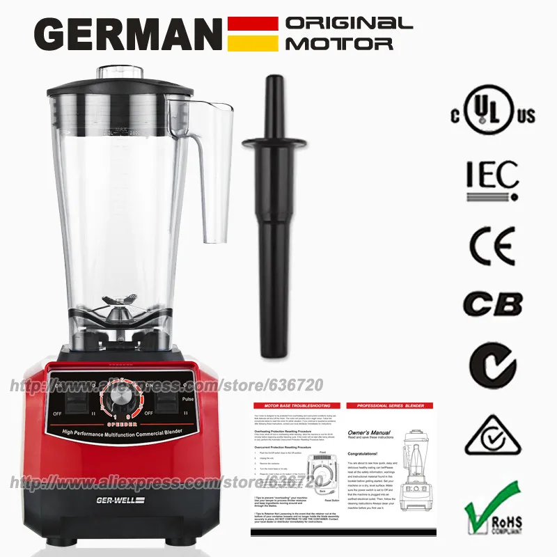 BPA-Free G5500 9-Speed mixer system,Red 3HP 45000RPM 2200W 3L mixer juicer grinder snow cone machine Wholesale Home Appliances