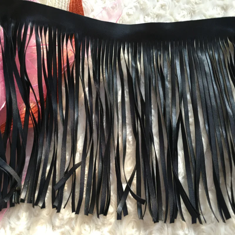 5Yds High Quality 15CM Long Faux Leather Tassel Fringe Trim African