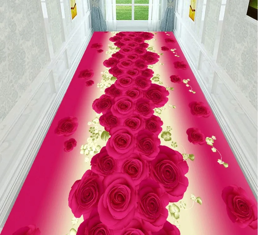 100*200cm Customized 3D Floral Plant Hallway Carpet Pastoral Rugs Corridor Floor Mat Soft Aisle Stairs Anti-slip Long Runner Mat