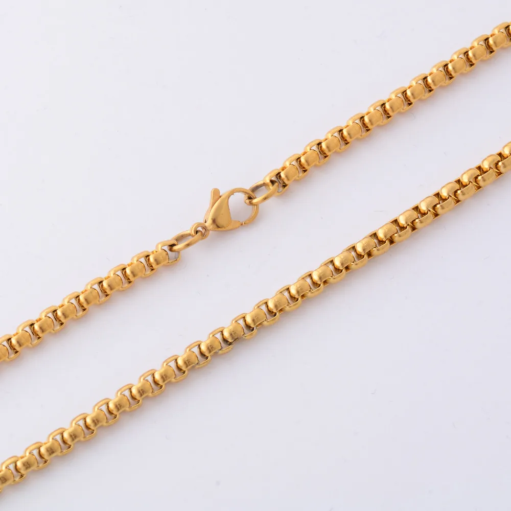 Модное высококачественное золотое ожерелье из нержавеющей стали для женщин и мужчин, золотая ювелирная цепочка