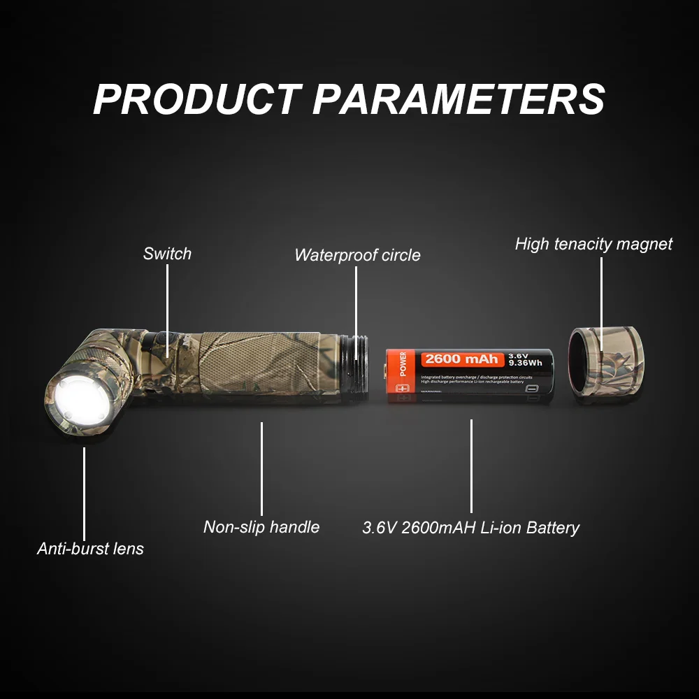 NICRON 3-Цвет светильник 90 градусов Camo Перезаряжаемые поворотный флэш-светильник с 360 вращающийся зажим 18650 Водонепроницаемый 950LM светодиодный фонарь B70 плюс
