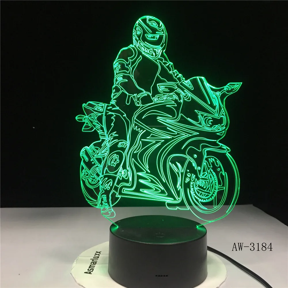 3D 3184 светильник украшение лампа светодиодная модель мотоцикла настольная