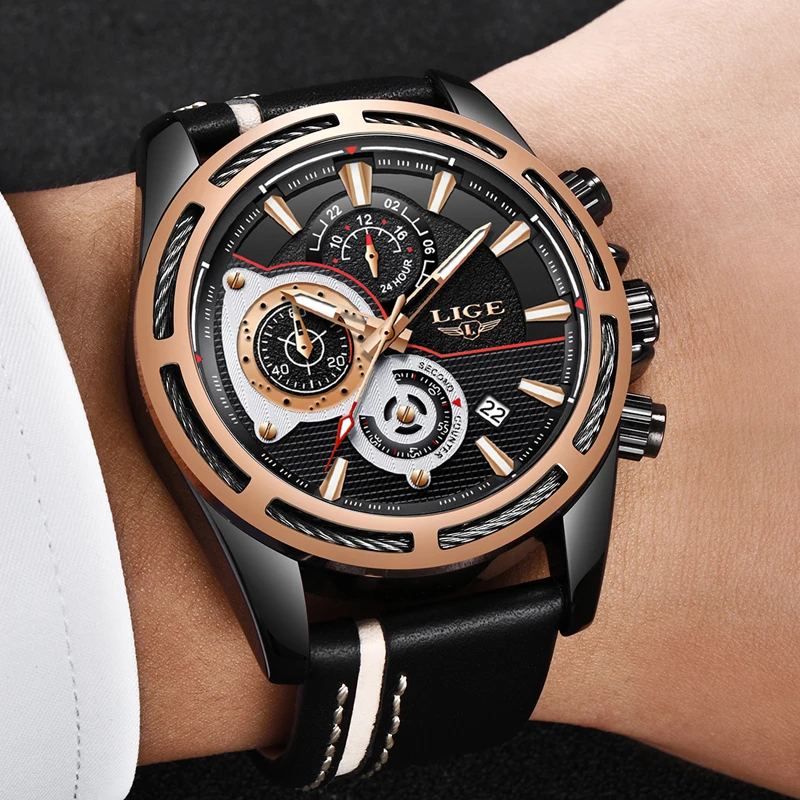 2018 LIGE Watch Men Sport Quartz Fashion Leather Clock Mens Watches Top Brand Luxury Waterproof Business Watch Relogio Masculino
