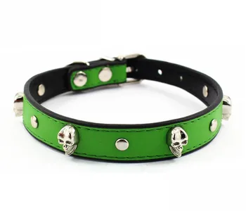 

Punk Style Pu Dog Cat Puppy Collars Ghost Rivets Bling Pets Collar with Skulls 6Colors