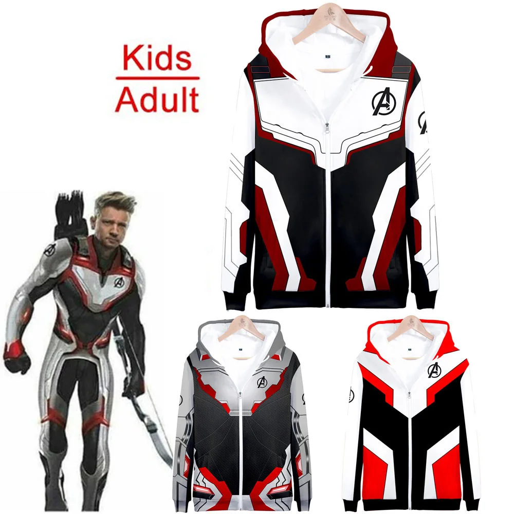 2019 Kids Adult Avengers Endgame Quantum Realm Sweatshirt Zipper Jacket Advanced Tech Hoodie Cosplay Costumes superhero Hoodies