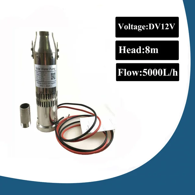 

12V Solar Powered Submersible Well Pump, 8M Lift Submersible Pump with 5000L/H Flow