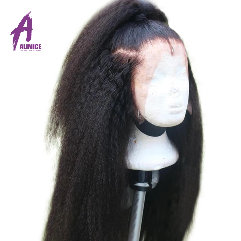13x4 кудрявый прямой парик бесклеевая кружевная передняя часть человеческих волос парики перуанский парик на кружевной основе 150% плотность яки человеческих волос парик алимис