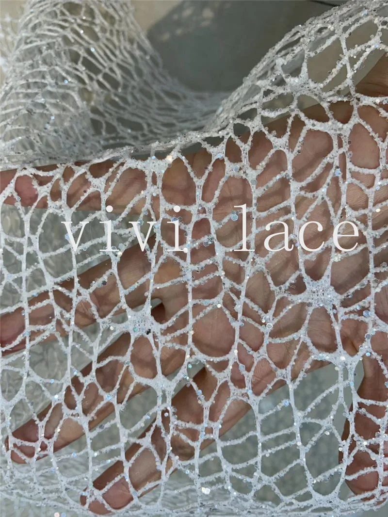 Новое поступление 10 метров/мешок KK002# кристалл белый полый шнур llace Блеск блестящая Тюлевая ткань кружевной ткани для Свадебные платья