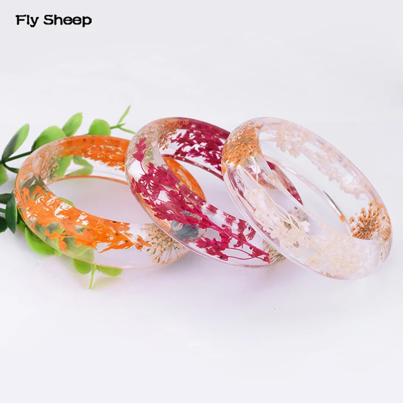 

Personalized Epoxy Resin Crystal Bracelet Bangle Natural Dried Flower Bangles with Colored Wheat Ear Unique Jewelry Gift