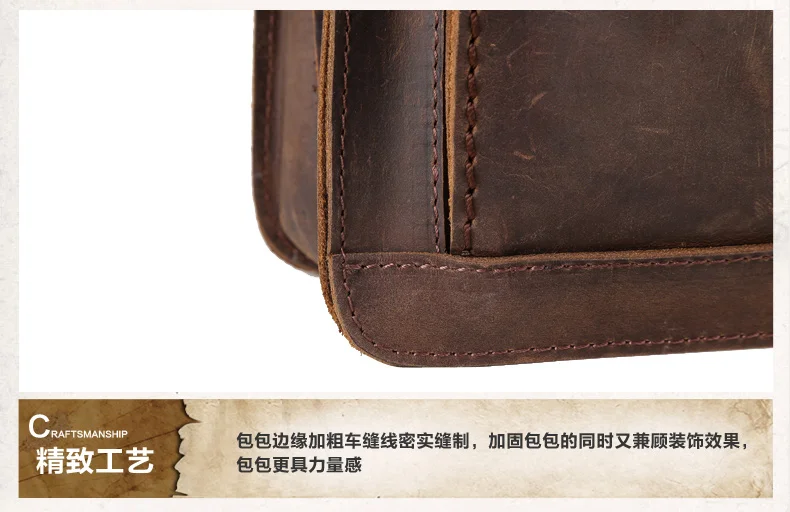 Crazy Horse кожа Для мужчин портфель для ноутбука сумки 14 "Для мужчин Винтаж Пояса из натуральной кожи коричневый Сумки бренд Для мужчин плеча