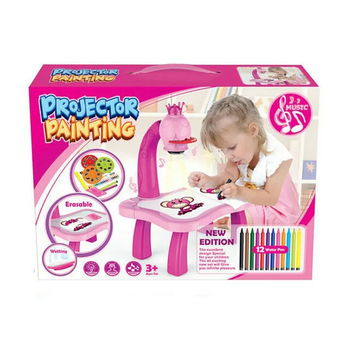 Crianças Led Projetor Arte Desenho Mesa brinquedos Crianças Pintando Quadro  Mesa Artesanato Educação Aprendizagem Ferramentas de Pintura Brinquedo Para  Menina