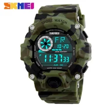 SKMEI Военные Спортивные часы Для мужчин сигнализации 50 м Водонепроницаемый Часы светодиодный сзади легкий шок Цифровые наручные часы Relogio Masculino 1019