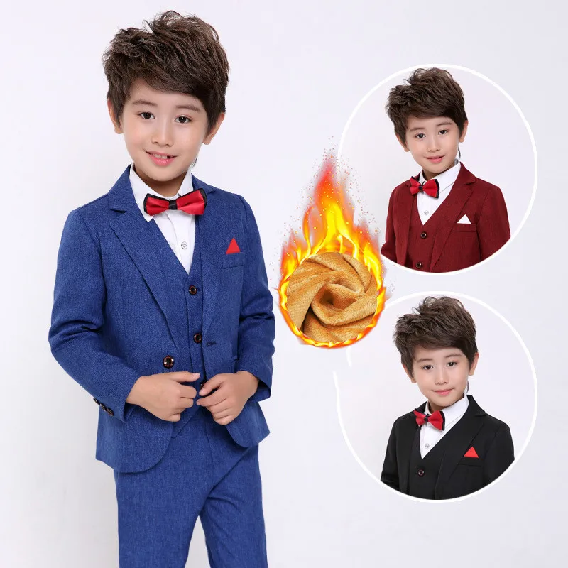 

Autumn and Winter Children's Clothing Boy Suit Dress Suit Children's Korean Version of The Suit Host Three-piece Plus Velvet