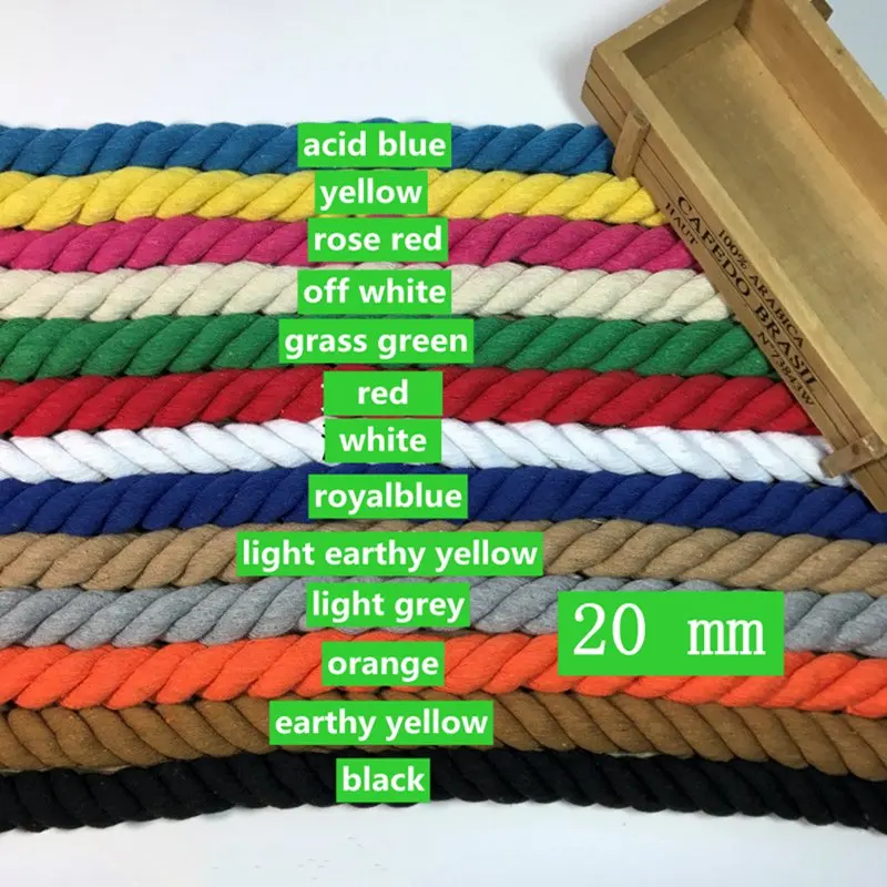 

20mm cotton string handmade diy accessories three color rope twisted rope made of pure cotton twist decoration design thick rope