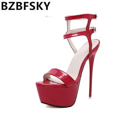 

Fashion Summer Women High Heels Sandals 16cm Sexy Stripper Shoes Party Pumps Shoes Women Gladiator Platform Sandals