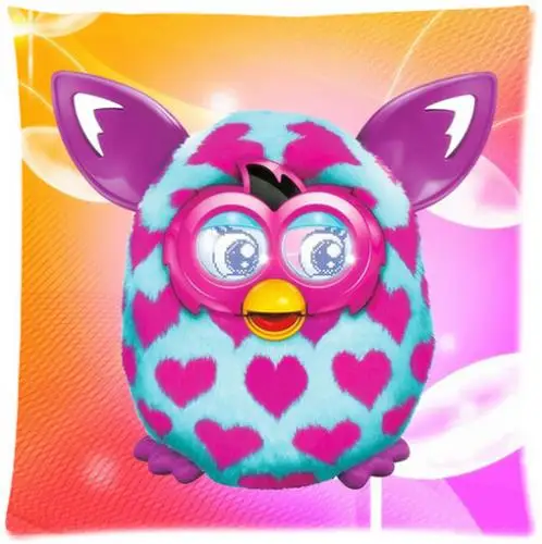 

Custom Cartoon Love Furby Fashion Style Glossy Zipper Soft Modernative Single Pillow Case mini Size 33x33cm(Twin Sides)