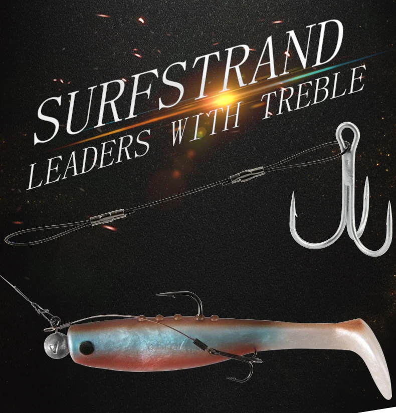 RoseWood Leaders With Treble Hook Fishhooks Metal Jig Hook High Carbon Steel #6 #1 #10 #20 Assist Hooks Line Fishing Hook  (1)