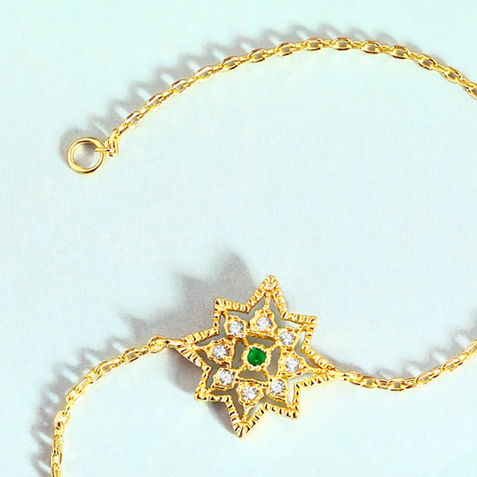 ALLNOEL 925 Sterling Silver Real Natural Emerald Bracelet For Women Gemstone Jewelry Snowflake Green Stone Wedding  Bracelets (10)