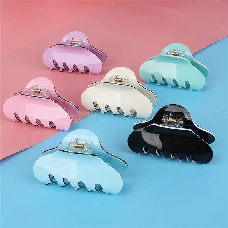 Women Hair Clip Large Size  Acrylic Hairpins Solid Color Women Hair Crab Hair Claws Women Make UP Washing Tool Hair Accessories