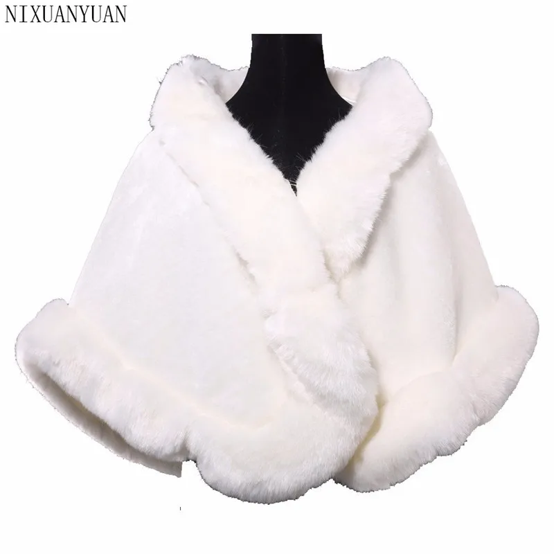 Goede Bridal Wraps Winter Faux Fur Stole Bridal Winterjas Dames Avond Jassen Wedding Shawl Schouderophalen Boleros