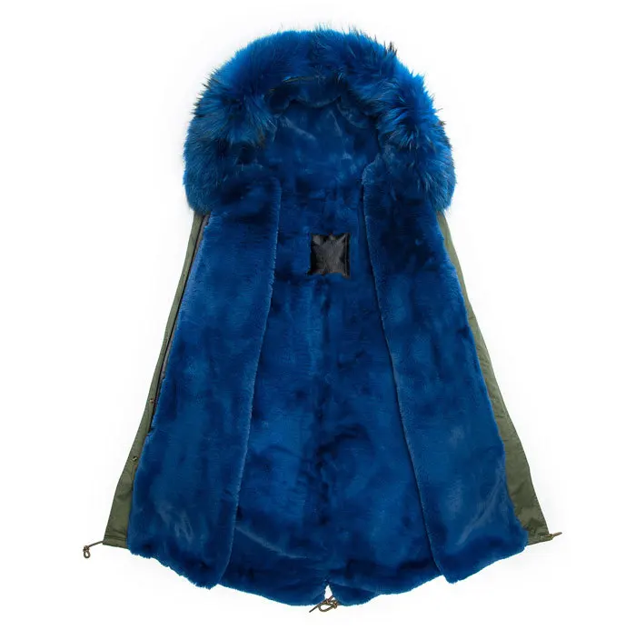 2016 fashion coats men fur parka blue fur military parka mr coat