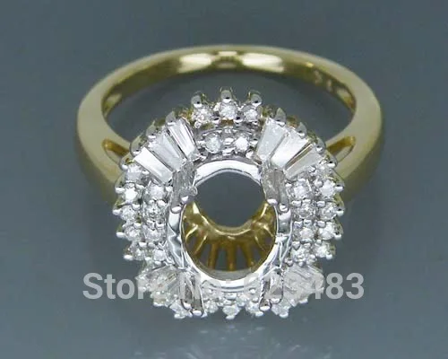 

Oval 8x10mm 14ktt Two Tone Gold . Semi-Mount Wedding Ring