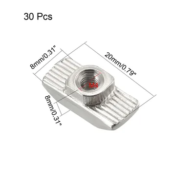 

Uxcell 30pcs Sliding T Slot Nuts M4/5/6/8 Half Round Roll In T-Nut for 4040 Series Aluminum Extrusion Profile Nickel-plated