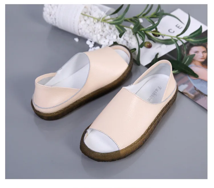 QJ Y035-Fashion 2019 Fisherman Shoes Women Cut Outs Genuine Leather Woman Summer Sandals-16