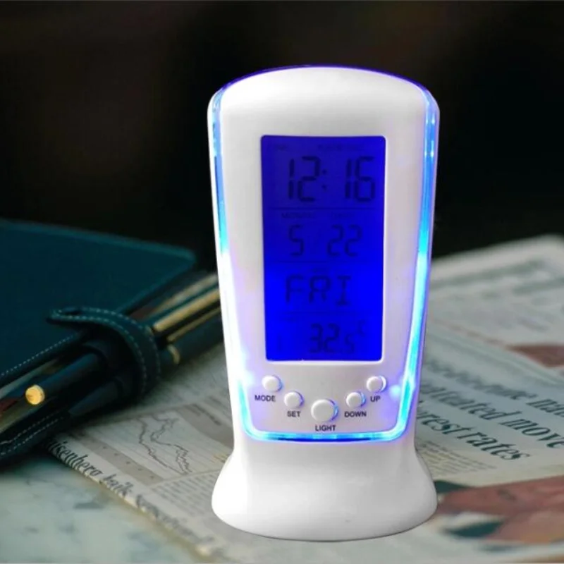 

Digital LCD thermometer Desk Alarm clock calendar snooze Multi-function Display Clock Blue LED Backlight table Alarm watch Clock