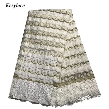 

Tulle Latest 3D Applique African Laces White French Net Fabric Wedding Dress Swiss Voile Lace Tassels KRL-69272