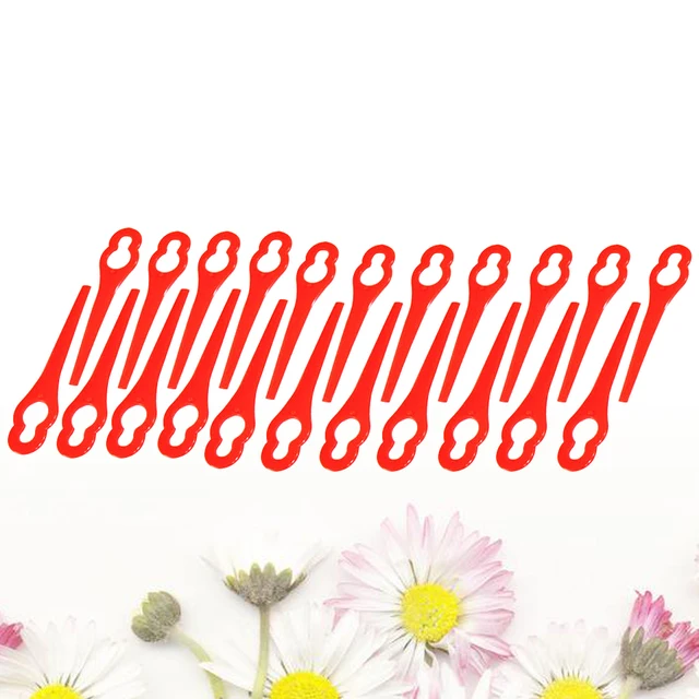 NEW 50pcs Plastic Grass Trimmer Blades Mower Replacement Trim Fast Switchblades (Red)