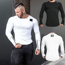 New Fashion Men Tops Muscle Slimfit Sweatshirt Pullover Casual T Shirt Gyms Shirts Sporting Full Sleeve Workout Clothes