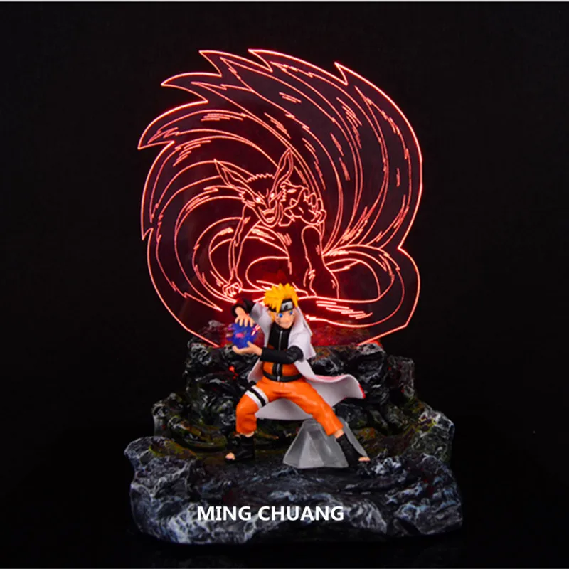 Статуя Наруто Uzumaki Kurama лиса хвост зверь бюст 3D светящийся Полный Длина Портрет Фигурка Коллекционная модель игрушки D232