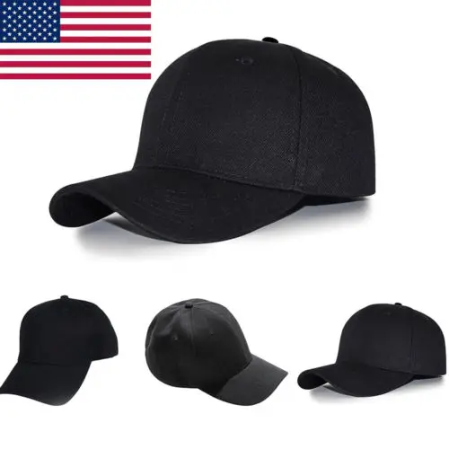 New Men/'s Women Black Baseball Cap Snapback Sun Hat Hip-Hop Adjustable Bboy Caps