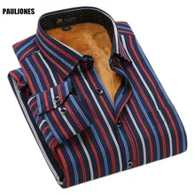 Pauljones BN311x Осенняя мужская бархатная рубашка в полоску с длинными рукавами, теплая дешевая модная повседневная одежда из Китая
