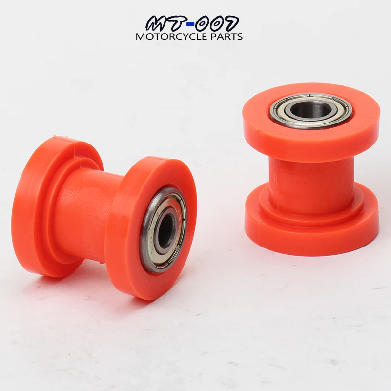 Orange 8mm / 10mm Concave Drive Chain Pulley Roller Slider Tensioner