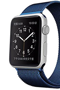 For-Apple-Watch-Band-Case-38mm-42mm-Milanese-Loop-original-color-Adjustable-Classic-Metal-iwatch-Stap-Watch-Series-3-2-1-Sport-Bands-Steel-Mesh-Not-Magnetic (Navy Blue)