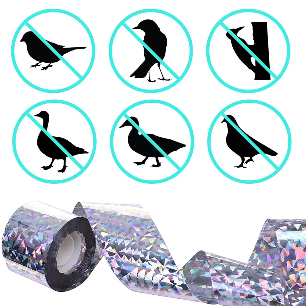 

Bird Repellent Scare Tape Audible Repellent Fox Pigeons Repeller Ribbon Tapes Dual Sided Reflective Bird Deterrent Ribbon 90m